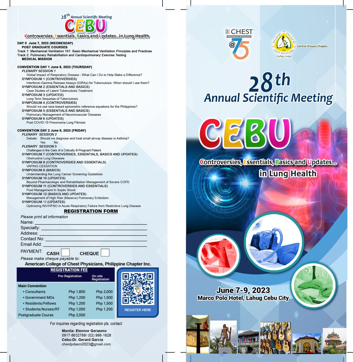 CHESTPD's tweet photo. #SAVETHEDATE

CHEST- PD 28TH ANNUAL SCIENTIFIC MEETING
Marco Polo Hotel, Cebu City
June 7-9,2023

SCAN QR CODE TO REGISTER https://t.co/Qg2VpuJ4Df