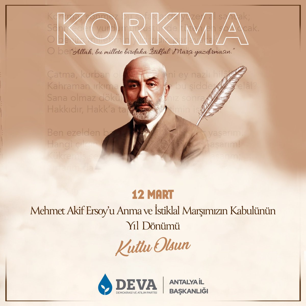 12 Mart Mehmet Akif Ersoy'u Anma  ve İstiklal Marşının Kabulünün Yıl Dönümü Kutlu Olsun.

#12Mart #istiklalmarşınınkabulü