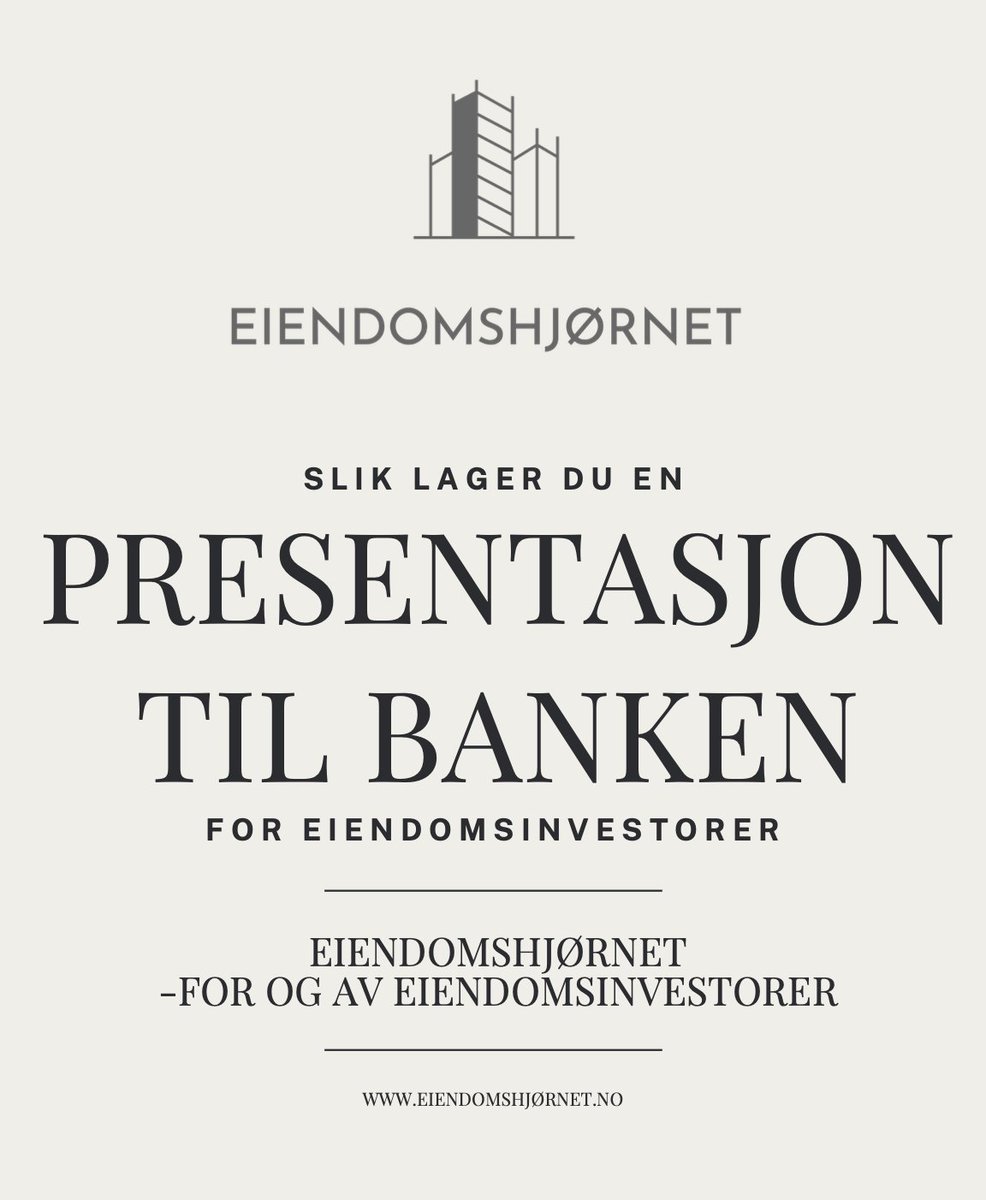 Eiendomshjornet's tweet photo. Usikker på hvordan du skal presentere casen din til banken?

Vi har prøvd - feilet - og nå laget en mal sånn at du slipper å gjøre det samme.

Innholder:
✔️ Beskrivelse
✔️ Power Point fil
✔️ Excel ark

Del tweeten, følg @eiendomshjornet for å få link tilsendt på DM

#Eiendom https://t.co/hNlZ4Xq9lZ
