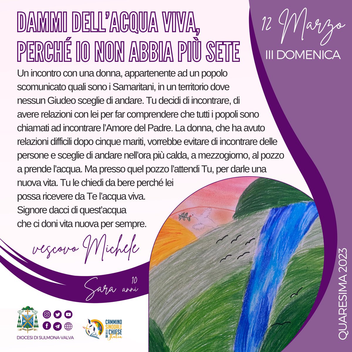 diocesisulmona's tweet photo. Terza #domenica di #Quaresima 
“Signore dacci di quest’acqua che ci sono vita nuova per sempre” #vescovoMichele https://t.co/BxzNer2mm2