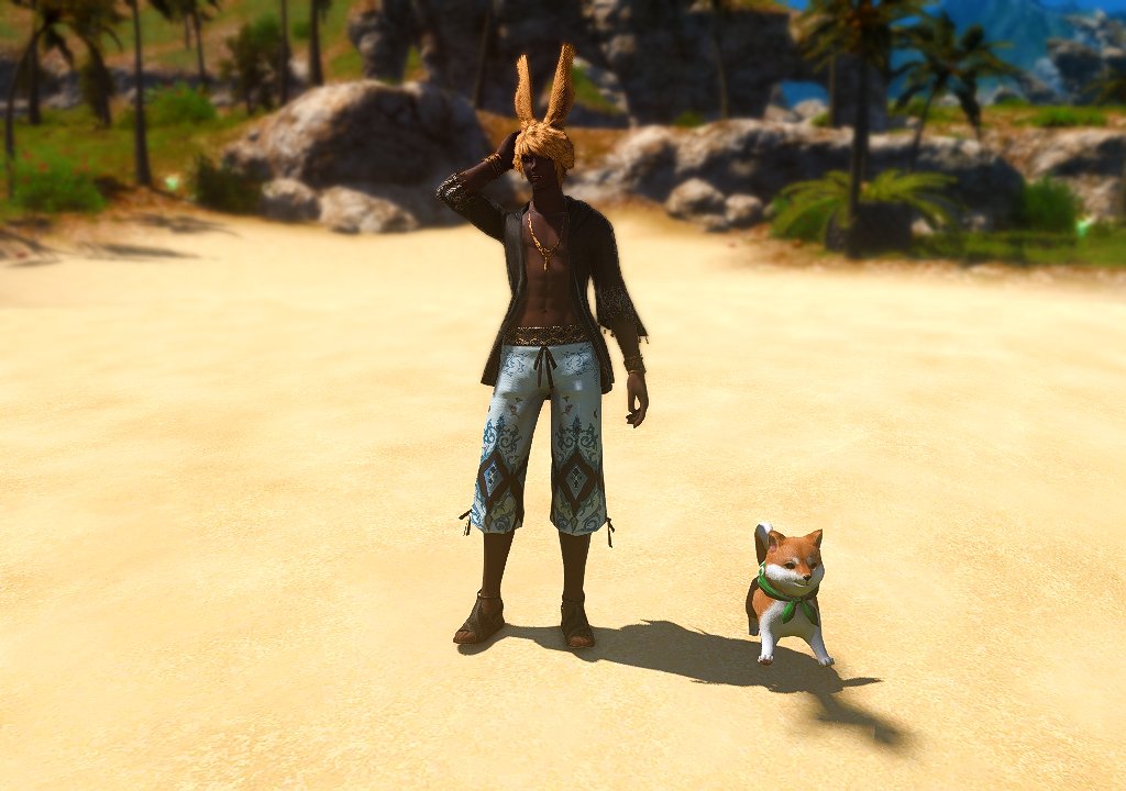 KyTyrios's tweet photo. #DynaMarch Day 11: Summer Break! 

Well Ky'len and his new friend Hachiko the Mameshiba  are enjoying their summer break at Costa De Sol! Who can say no to cool water and the hot sun!? 

#DynamisAU | #DynamisAcademia | #DAMemories | #GPOSERS | #FFXIVScreenshots | #ffxivsnaps| https://t.co/rajIhwYAQM