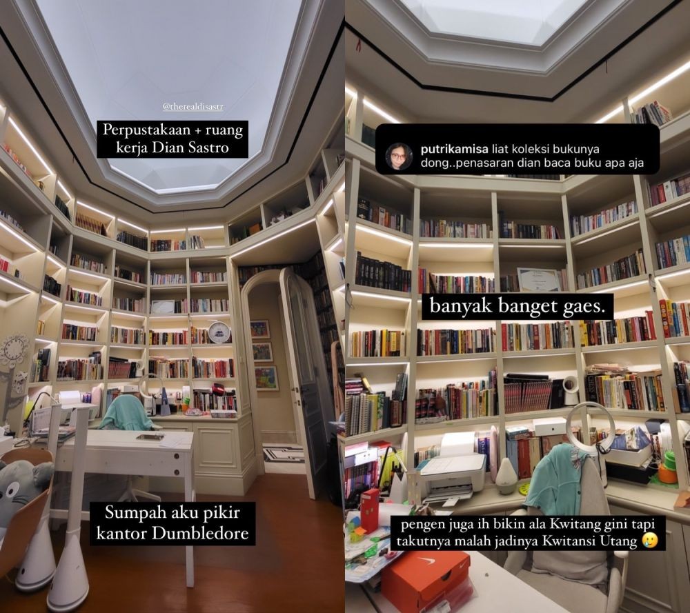 FaktaBukanAuta's tweet photo. Tahukah anda wanita cantik mmg ramai, tapi wanita cantik yg ada taste pd buku susah nak cari.

Mungkin sbb ini Malique Too Phat mengasingkan diri lepas putus cinta dgn Dian Sastro.

Mereka punya minat yg sama - kuat membaca.

Lihat rumah Dian, dlm toilet pun ada buku. https://t.co/I5L4Am8UQr