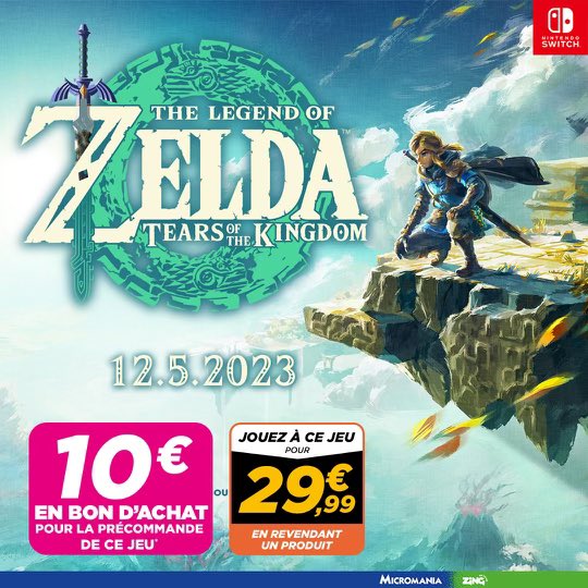 Gaming_PLM's tweet photo. 🚨Déjà 6 ans… Impatient de découvrir sa suite ?

🛍️Précommandez dès maintenant #ZeldaTearsOfTheKingdom et bénéficiez:

🔹D’un bon d’achat de 10€🤩

🔹D’un prix exceptionnel de 29.99€ en échange d’un ancien jeu.🤩

🛒 https://t.co/4dN0zBix4V

Ne manquez pas cette opportunité de revivre une aventure épique avec Link.

‼️En bonus recevez une planche de stickers et une pièce collector🎁