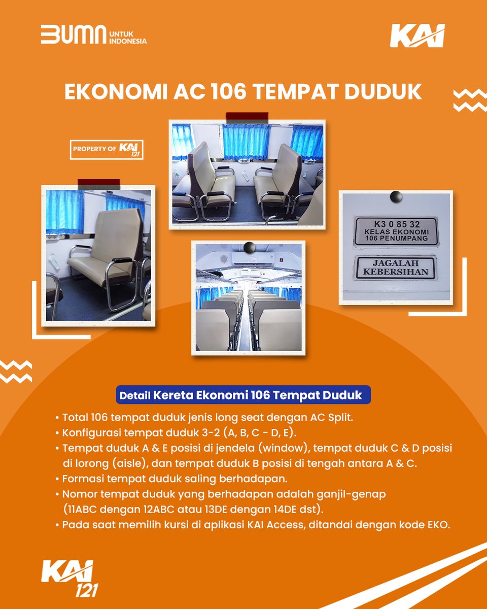 KAI121's tweet photo. @CandraTP Selamat sore Kak. KA #KutojayaSelatan masih menggunakan rangkaian 3-2 berhadapan. Posisi tempat duduk yang berhadapan berada pada nomor ganjil bertemu genap, seperti kursi 5D, 5E dan 6D,6E. Berikut contoh kursinya, trims. https://t.co/ghBDa1AeuC