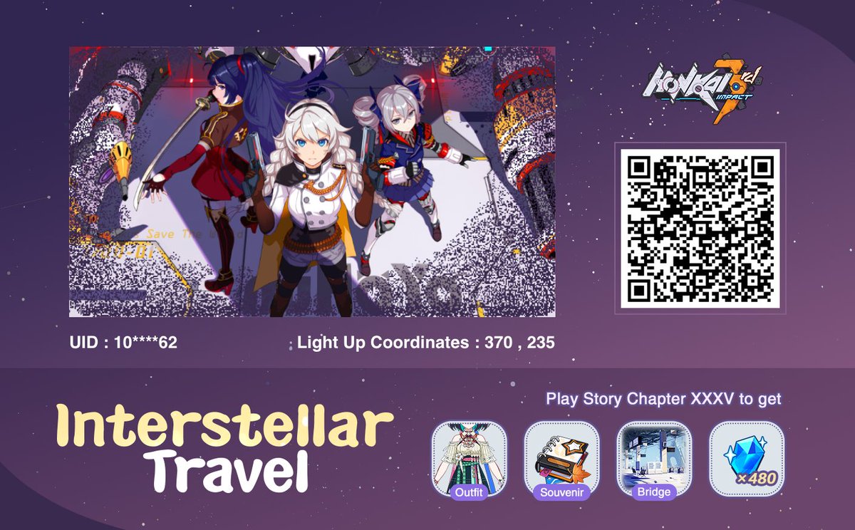 ttar10nt's tweet photo. Honkai Impact 3rd web event Interstellar Travel is now available. Light up your coordinates to leave our collective memories behind. https://t.co/pQF9jzhuBs