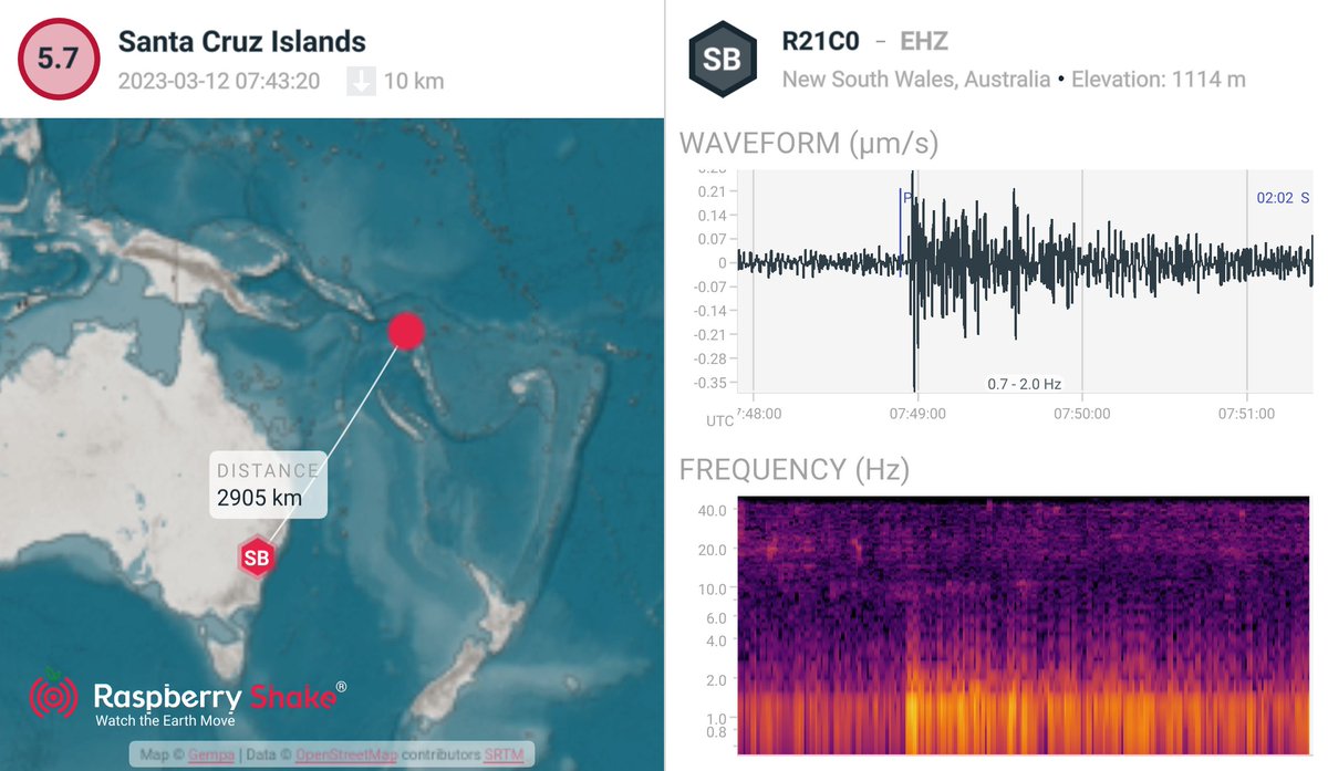 Alan Sheehan (@AlanSheehan18) on Twitter photo 2023-03-12 08:18:37 #Earthquake recorded on the #RaspberryShake #CitizenScience seismic network. See what's shaking near you with the @raspishake #ShakeNet mobile app #Earthquake recorded on the #RaspberryShake #CitizenScience seismic network. See what's shaking near you with the @raspishake #ShakeNet mobile app