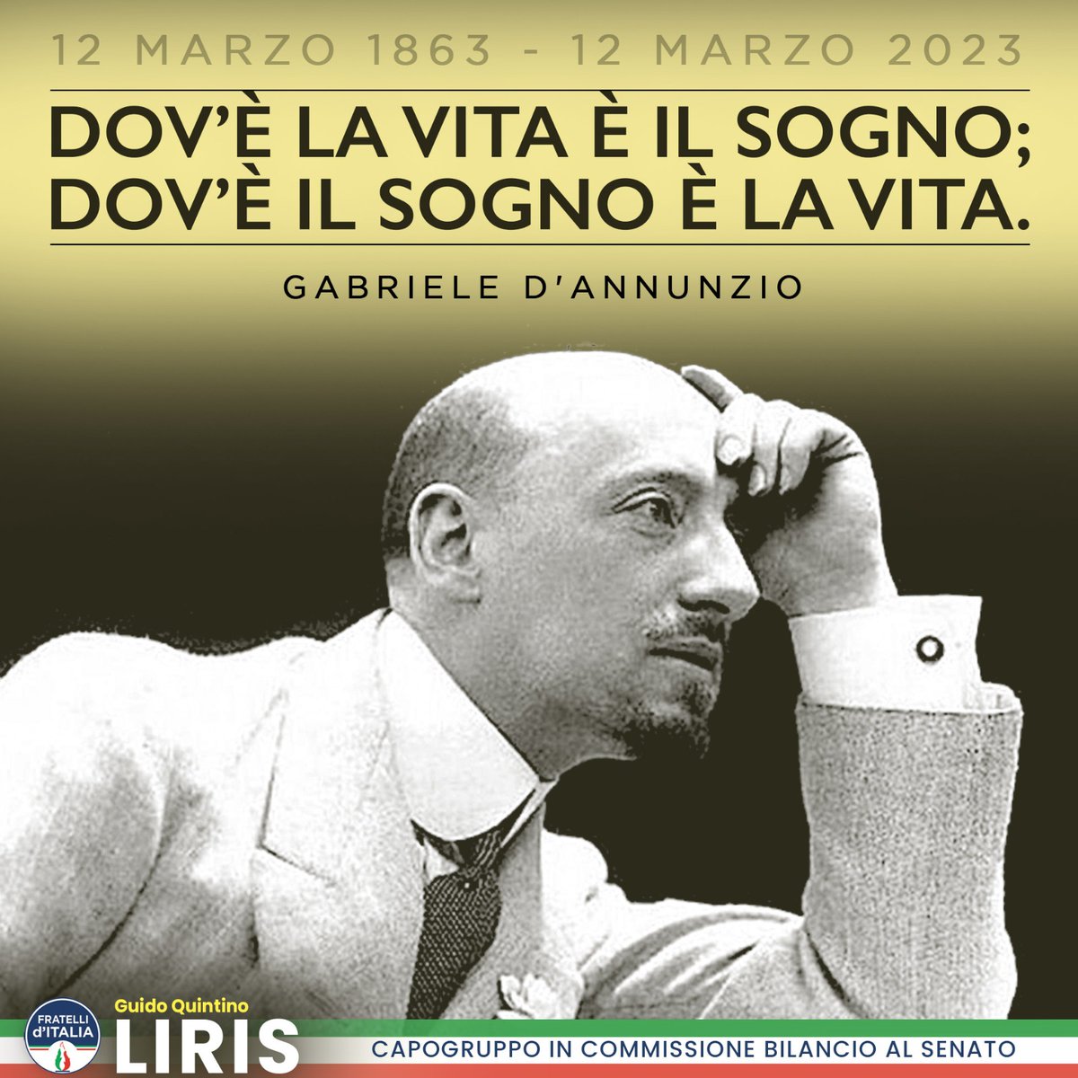 160 anni dalla nascita del #sommopoeta abruzzese, Gabriele D'Annunzio. 🇮🇹