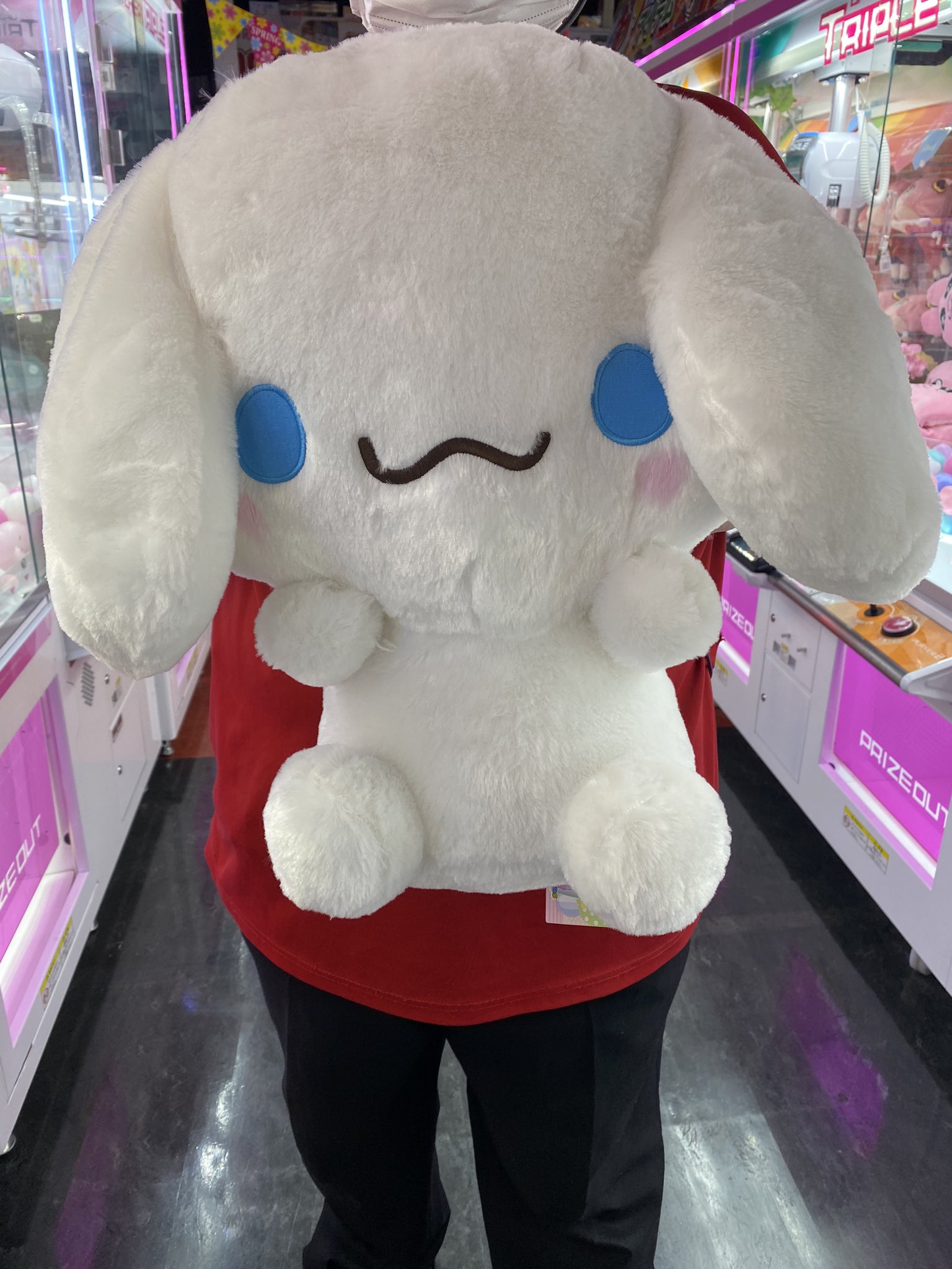 サンリオ ゆるかわ ギガジャンボ はぎゅっと ぬいぐるみ シナモロール シナモン りんごカラーでおめかし！セガプライズ「ゆるかわ サンリオ