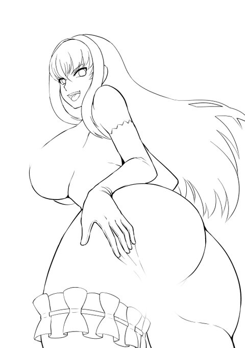 ロイヤル・アーセナル,wipある程度ペン入れまで花嫁衣装からボディスーツを脱いだ状態だけど、頭のベールはレース多いし別パーツとして描くことにします(ティアラはどうするかな) 