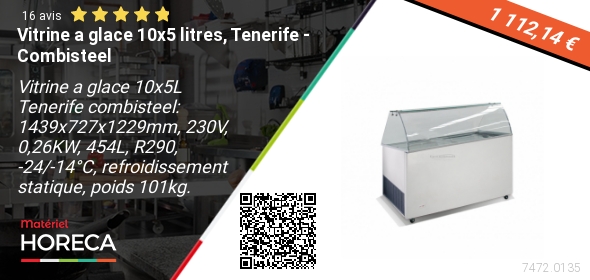 materielhoreca's tweet image. #Promo ! #Tenerife de #Combisteel : Vitrine à Glace 10x5 litres! Profitez des prix réduits pour stocker vos produits alimentaires et boissons. #MatérielHoreca #AchatsRapides #BonPlan 🥤 🍩 🍹
materiel-horeca.com/fr/37040-vitri…