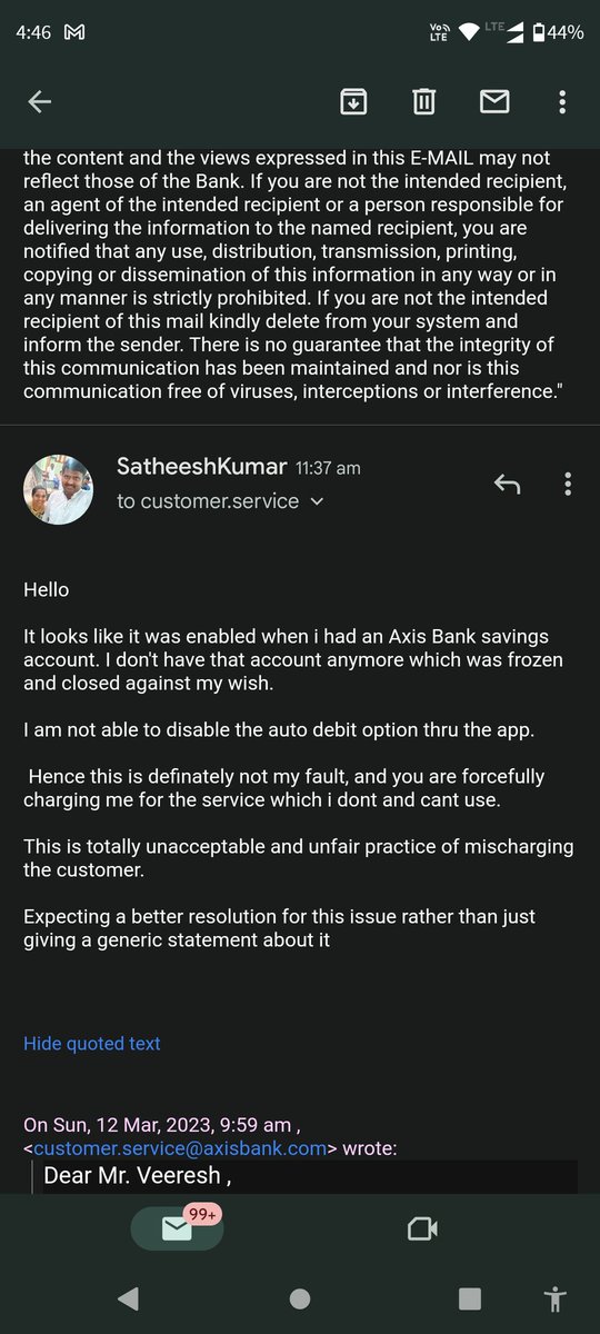 techsathish's tweet photo. @AxisBankSupport  your customer care representative is so dumb that they don't understand what I am talking about. Repeating the same words like a BOT. Can I expect any resolution for my issue ref #315559567 ? https://t.co/y9AgsQBs0S