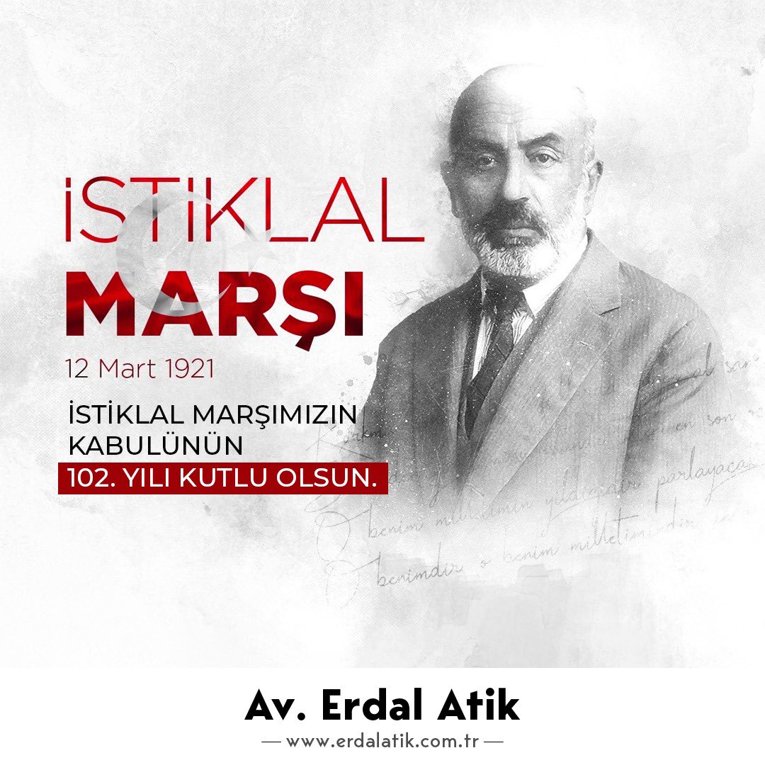 Bağımsızlık mücadelemizin destanlaştığı İstiklal Marşımızın kabulünün 102'nci yılını kutluyor, büyük eserin şairi Mehmet Akif Ersoy’u saygı ve rahmetle anıyorum.

#istiklalmarşı #istiklal #istiklalmarşınınkabulü
