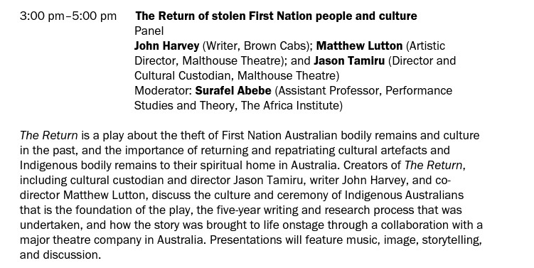 The Africa Institute (@theafricainst) on Twitter photo #MarchMeeting2023: Don’t miss the closing panel this afternoon, March 12, 2023 (3 PM – 5 PM) on “The Return of stolen First Nation people and culture,” moderated by Surafel Abebe <a href="/suralem04/">Surafel Wondimu Abebe</a> , Assistant Professor, Performance Studies and Theory <a href="/theafricainst/">The Africa Institute</a> at the Africa Hall. #MarchMeeting2023: Don’t miss the closing panel this afternoon, March 12, 2023 (3 PM – 5 PM) on “The Return of stolen First Nation people and culture,” moderated by Surafel Abebe <a href="/suralem04/">Surafel Wondimu Abebe</a> , Assistant Professor, Performance Studies and Theory <a href="/theafricainst/">The Africa Institute</a> at the Africa Hall.