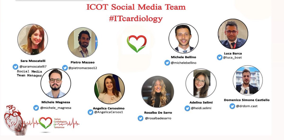 Our Social  Media  Team
👉🏻 Stay posted to remain update on the most interesting innovations in cardiology 
👉🏻 Follow us with #ITcardiology 
<a href="/saramoscatelli7/">Sara Moscatelli</a> <a href="/pietromazzeo12/">pietro mazzeo</a> <a href="/michele_magnesa/">Michele Magnesa</a> <a href="/angelicaCersos1/">Angelica Cersosimo</a>
<a href="/RosalbaDeSarro/">Rosalba De Sarro</a> <a href="/adelina_selimi/">Adelina Selimi, MD</a> <a href="/MicheleBellino/">Michele Bellino</a> <a href="/Luca_boat/">Luca Barca MD</a> <a href="/DSCastiello/">Domenico Simone Castiello</a>