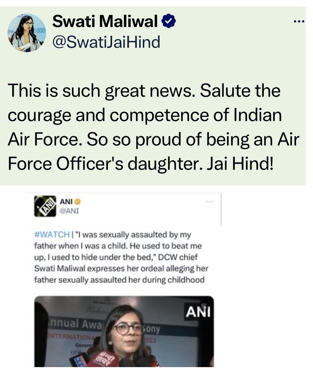 जब तक पिता जीवित थे, अपनी राजनीति के लिए उनके फौजी होने का फायदा उठाया, अब पिता जीवित नहीं हैं तो अपनी राजनीति के लिए पिता का चरित्र हनन करने से भी नहीं चूकीं !
मृत पिता पर आज जो आरोप लगाए हैं उस उनके जीवित रहने पर बोलने का साहस क्यों नहीं दिखाया?
#SwatiMaliwal