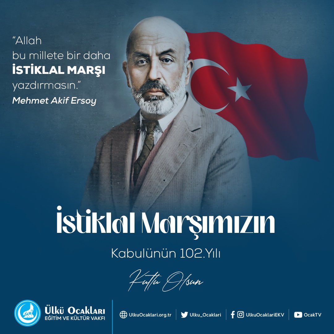 16ortaogretim1's tweet photo. “Allah bu millete bir daha İstiklal Marşı yazdırmasın.”
#MehmetAkifErsoy

#İstiklalMarşı’mızın kabulünün 102. yılı kutlu olsun. https://t.co/5ONFM9mwI9