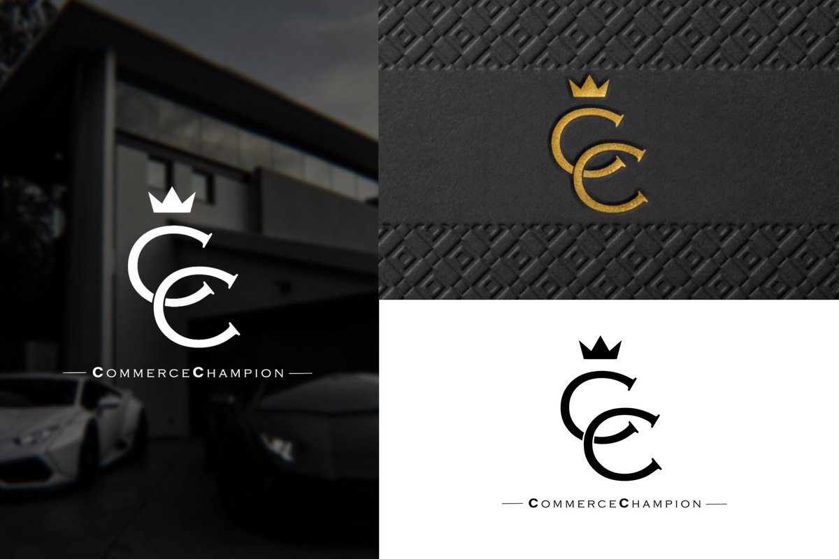 SinaZDesign's tweet image. The Commerce Champion #logo represents #trade and commerce with a sleek and #modern_design, bold #typography, and symbols such as a stylized globe or handshake.