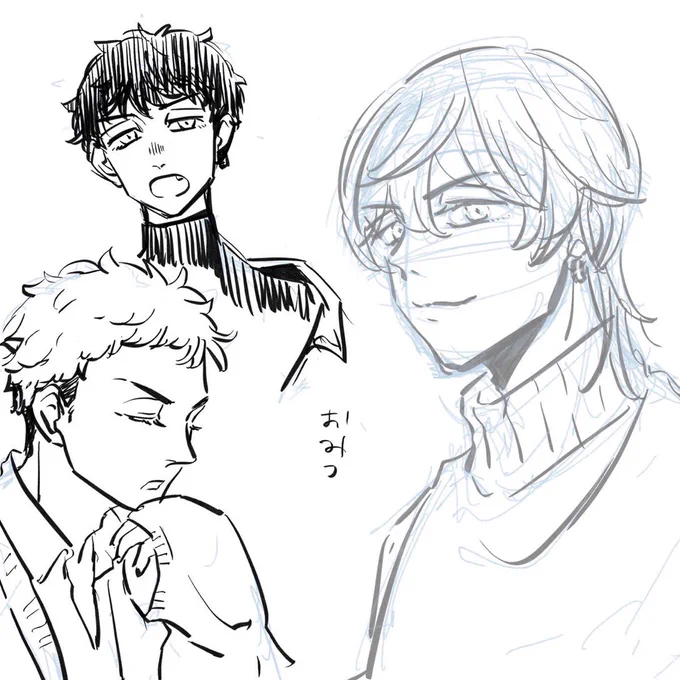 原稿合間のらくがき。顔だけ描いていたい 