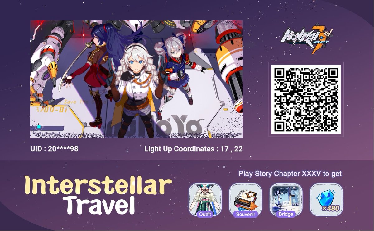 Honkai Impact 3rd web event Interstellar Travel is now available. Light up your coordinates to leave our collective memories behind.