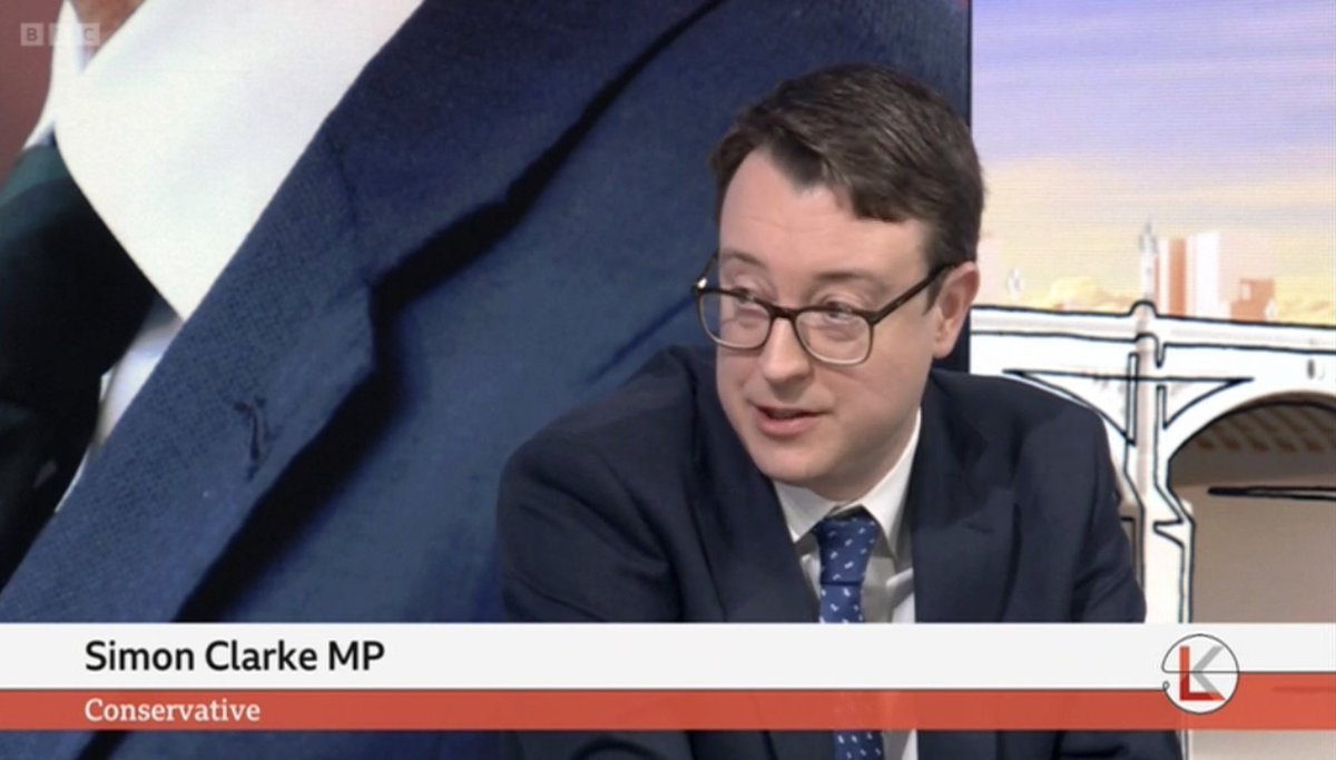 ChamberVoice's tweet photo. Former Treasury Minister, @SimonClarkeMP tells #bbclaurak that he disagrees “very firmly” with what #garylinker said.
However, he says that he would stand up for free speech and does not like “cancel culture.” https://t.co/LAUcBoO18A