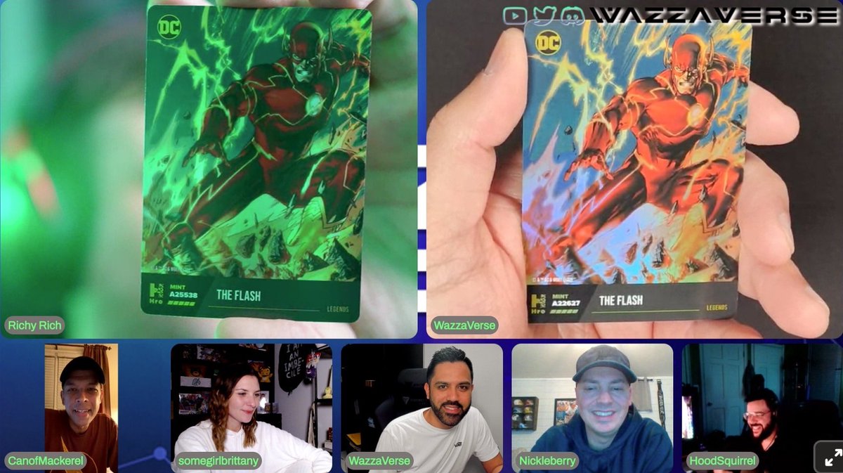 SquirrelForge1's tweet photo. Was awesome seeing both of these get pulled at the same time on @WazzaVerse's stream! 🫡⚡️

@somegrlbrittany @Richefrich @Immutable  #Hro #DC #TheFlash #TradingCards #streams #youtube #NFTs #IMX #IMMUTABLEX https://t.co/67JDHFRZAv