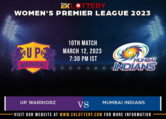 EK_lottery's tweet photo. WOMEN’S PREMIER LEAGUE 2023
UP WARRIORZ 🆚 MUMBAI INDIANS

🔟th MATCH
🏏 Mumbai Indians, who are currently sitting at top of the five-team points table, will look to continue their winning run when they lock horns with UP Warriorz tonight. 🤝

#EKLottery #10thMatch #WPL2023 https://t.co/0yEwQGMbcw