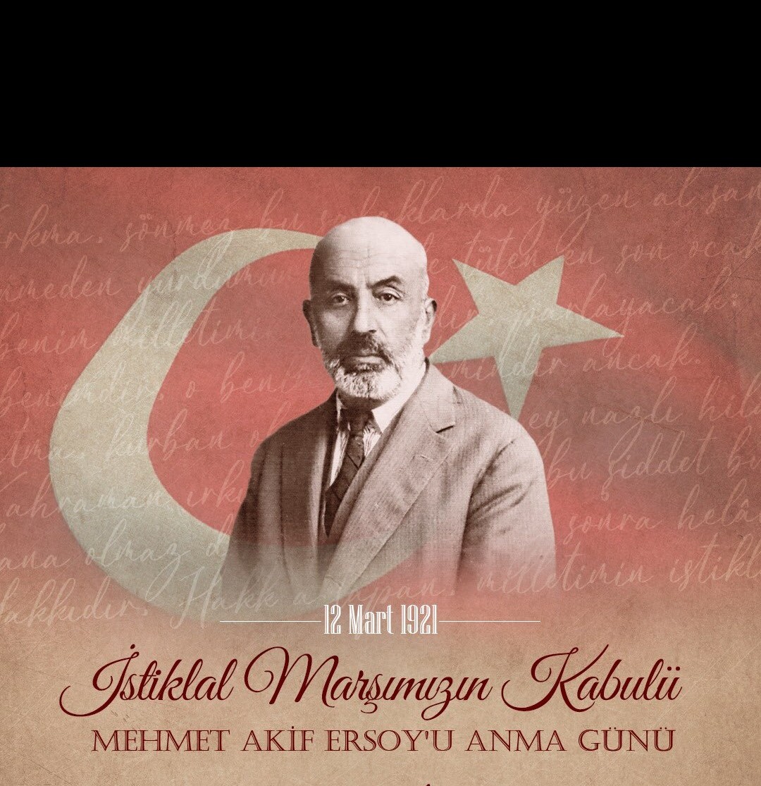 İstiklal Marşımızın kabulünün 102. yıldönümünde, Milli Şairimiz #MehmetAkifErsoy’u ve tüm şehitlerimizi rahmetle ve minnetle yâd ediyoruz.