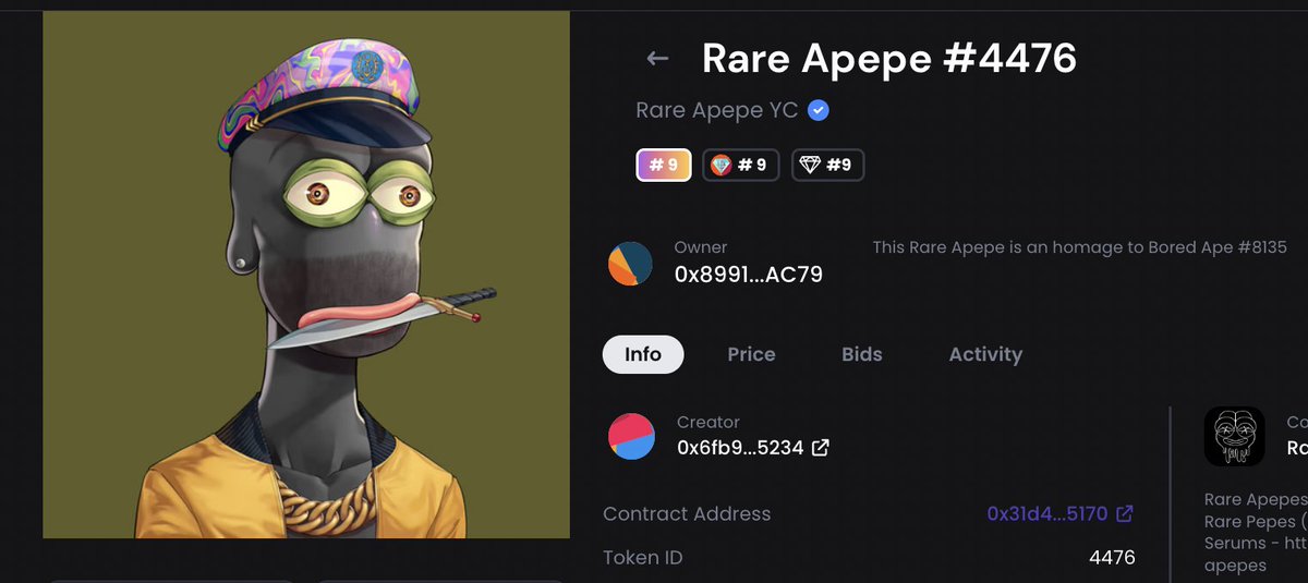 delbrok0's tweet photo. Sooooo, this just sold for 2.99 ETH. Dead project, right? You, mother froggers. Less goooo! 🐸🐸🐸
#rareapepe https://t.co/j8q1EmmFu8
