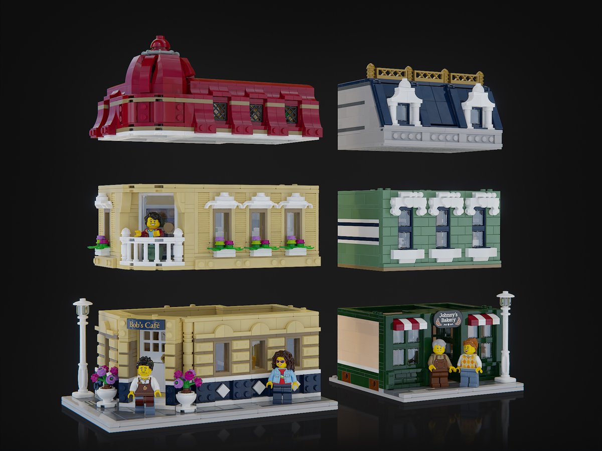 BrickJonas_HU's tweet photo. Here's an exploded view of my #LEGO #BrickLink #BDPSeries1 submission 😉 As you can see, it's a modular building, so you can easily customize it by adding multiple floors to it, or changing the order of the buildings.

You can vote for it here ➡️ https://t.co/iZ8409TPIo https://t.co/r9pJeOig4e