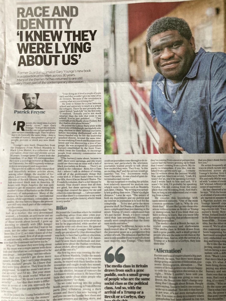 “During the Iraq war a white American wrote to me. “If it weren’t for us you’d be speaking German.”
“If it weren’t for you,” I replied. “I’d probably be speaking Yoruba.” We’re not coming from the same place.” From yesterday’s Irish Times interview irishtimes.com/culture/books/…