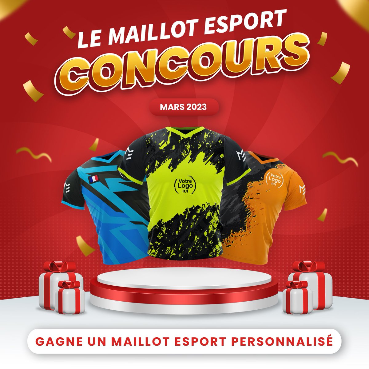 🎁 #CONCOURS - Gagne le maillot Esport personnalisé de ton choix parmi tous les modèles personnalisables sur lemaillotesport.com 👕

🔁 RT ce tweet
👉 FOLLOW <a href="/LeMaillotEsport/">Le Maillot Esport 👕</a> 
👥 TAG 2 personnes

📅 Tirage au sort le 26/03/2023