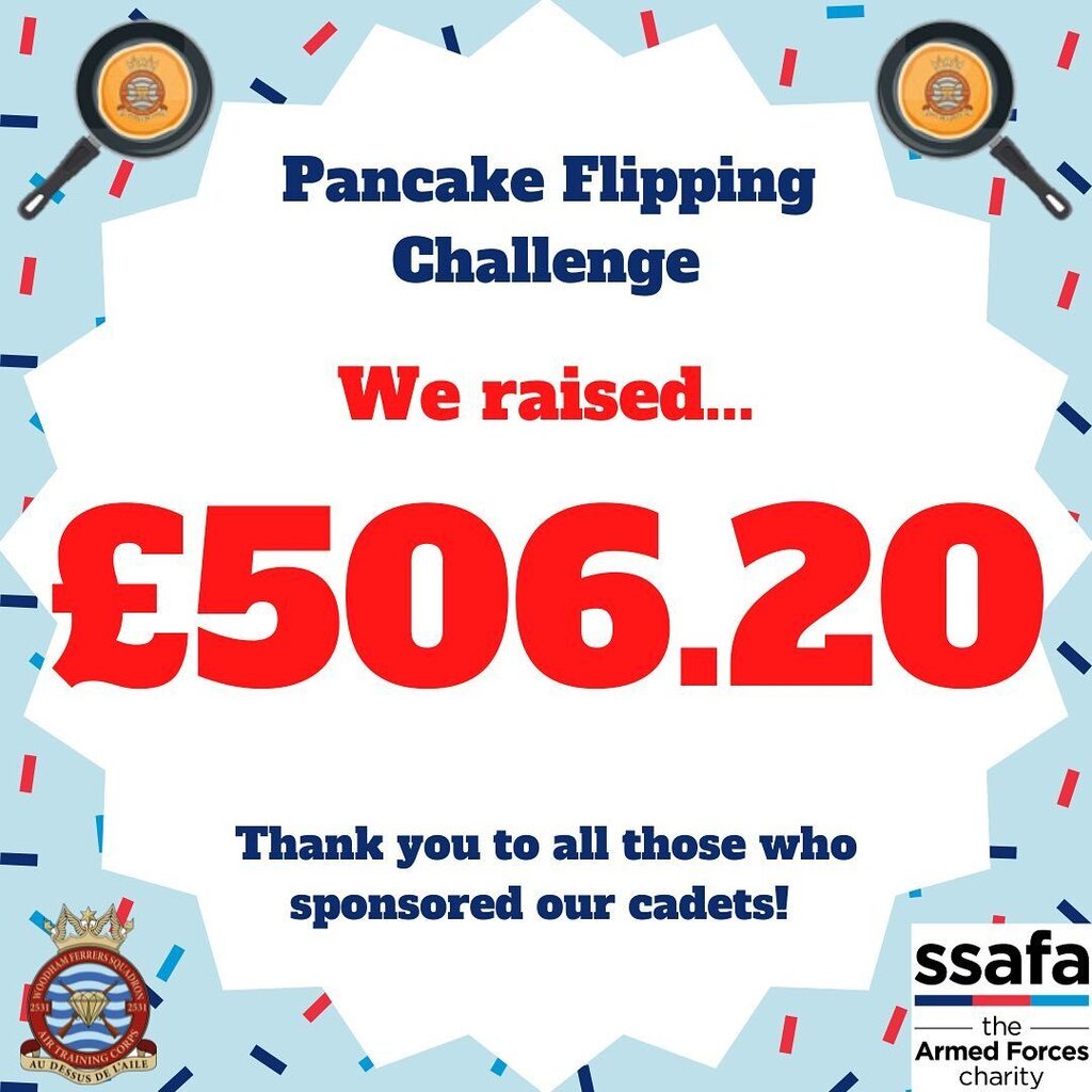 We have collected the sponsorship money in after our first charity event of the year, Pancake Flipping… 

And have raised an unbelievable £506.20!!!

All money raised this year will be going to the cadets chosen charity, SSAFA. A huge Thank You to ev… instagr.am/p/Cpru-7TtLqD/