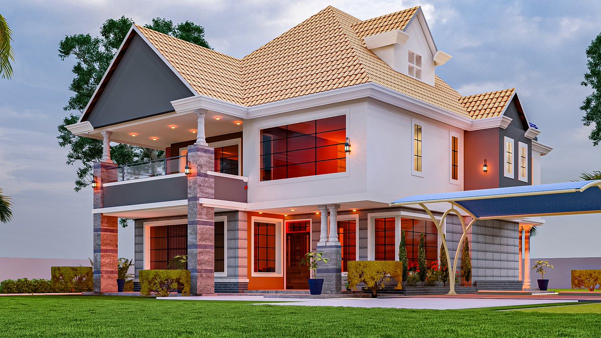 Okanga_DesignIt's tweet photo. My Client Wanted a 4 Bedroom Villa with a hipped roof but with a blend of slab terrace for views and relaxing. 
Total Plinth Area 252sqm. 
Approximate construction Cost is 8.8m https://t.co/dV0vfiJb5N