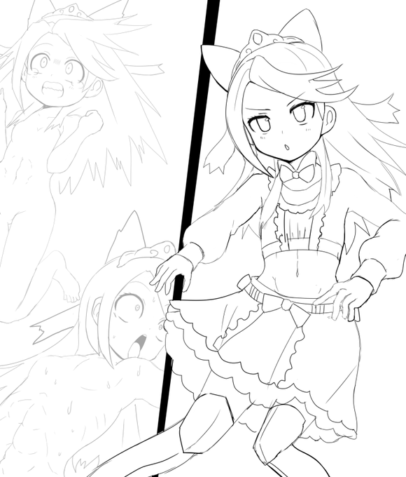 WIP。FANBOX向けにエーティエちゃんを描いています 