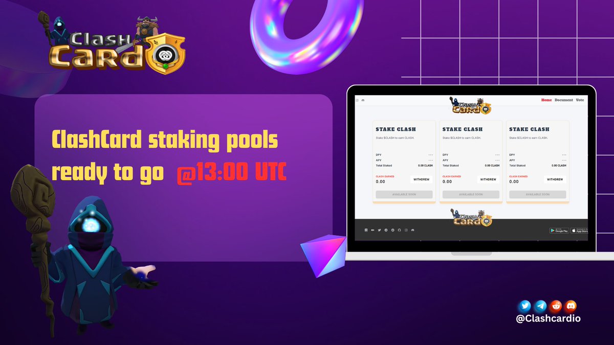ClashCardio's tweet photo. 🎉🎉Clash card Staking Contracts deployed on main-net!🎉
https://t.co/XjhPSa327y

💰Stake Clash tokens 4995% APY!

💱Staking Pool Live at 13:00 UTC: https://t.co/gMEerUqy3b

💹Pancakeswap Listing at 12:00 UTC
https://t.co/qkeBnduOVM

Game is live: https://t.co/FIi3x6xVrl https://t.co/AAgzsUV2PE