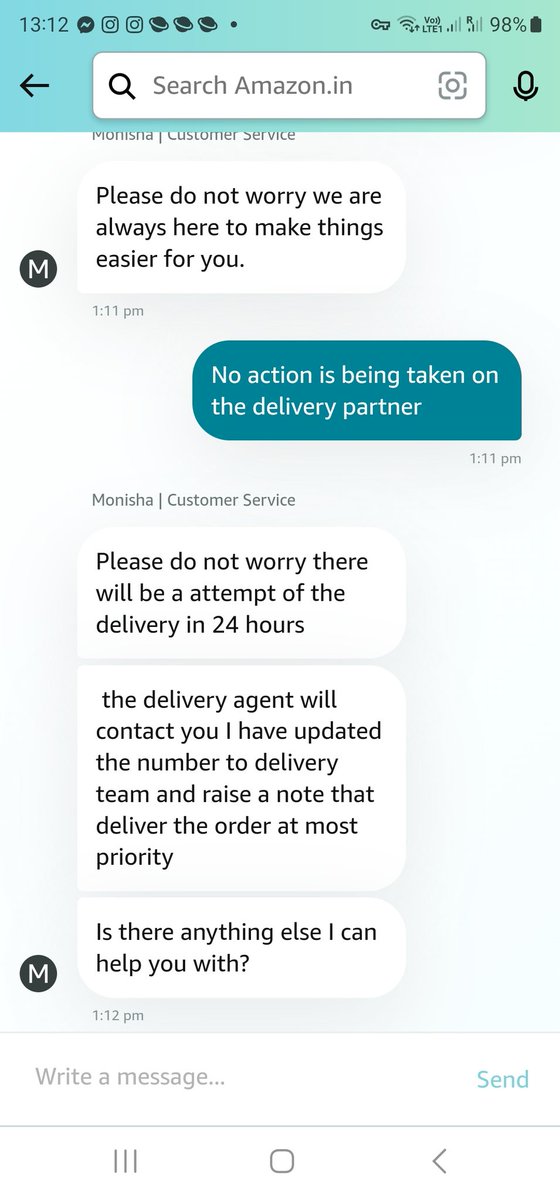RanjitSamal2109's tweet photo. @AmazonHelp Already done, I only got autoreplies there too. This is the 4th order that I am facing issues with,and its with the same delivery partner. What is @AmazonHelp , @amazonIN , @amazon doing to fix this? 
There was no call received from the agent btw
@jagograhakjago @BandBajaateRaho https://t.co/tB69wiZ1kX