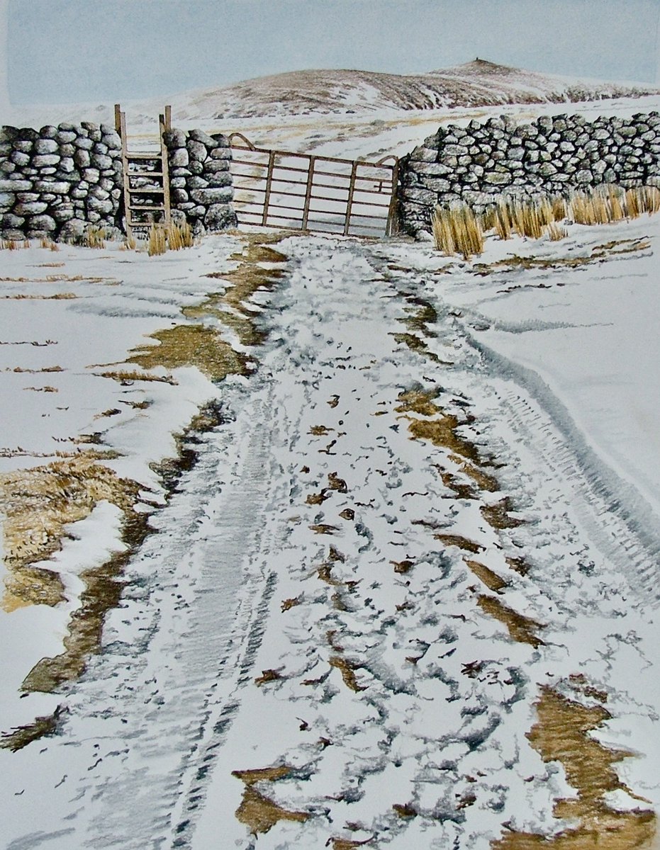 'Gate and ladder stile, Cwm Silyn' 
A pastel painting. 

#snowdonia #gwynedd #snowdonianationalpark #originalart #painting #welshart #NorthWales #countryside #winter #snow #mountains #landscape #britishart #giveart #art #landscapepainting #fineart  #hillwalking #landscapeart