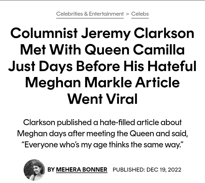 Mu_Ri_Elle's tweet photo. - Camilla Parker Bowles in 2020: "silence is corrosive when it comes to abuse."

- Camilla Parker Bowles in 2022: I will  stay silent while my notoriously racist &amp; misogynist friend Jeremy Clarkson is abusing my Black daughter-in-law. 

#NotMyQueen
#RacistRoyalFamily https://t.co/BzEVO46LAB