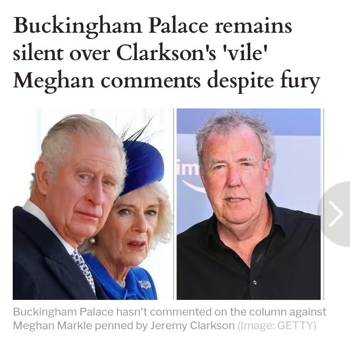 Mu_Ri_Elle's tweet photo. - Camilla Parker Bowles in 2020: "silence is corrosive when it comes to abuse."

- Camilla Parker Bowles in 2022: I will  stay silent while my notoriously racist &amp; misogynist friend Jeremy Clarkson is abusing my Black daughter-in-law. 

#NotMyQueen
#RacistRoyalFamily https://t.co/BzEVO46LAB