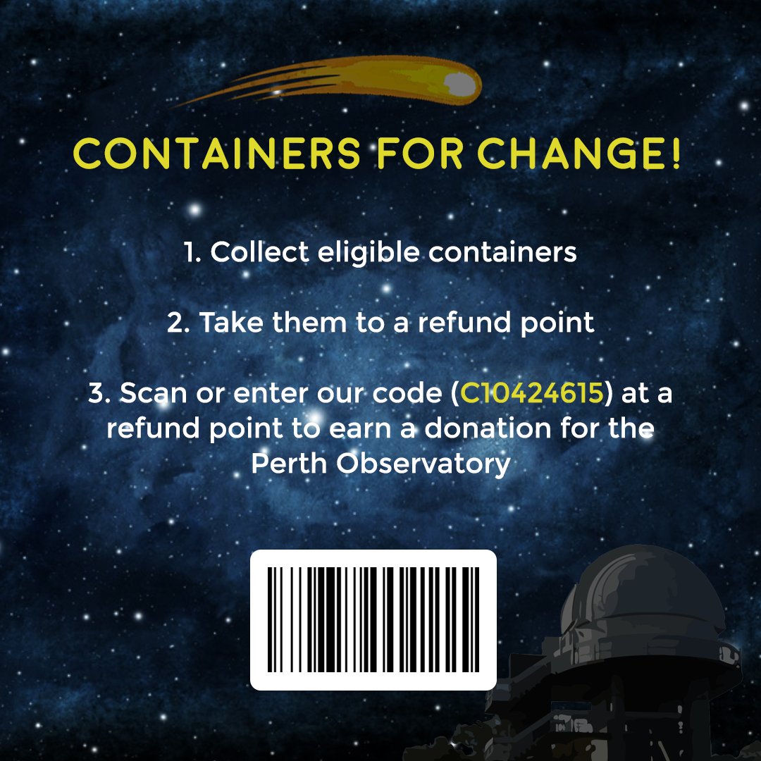 perthobs's tweet photo. An easy way to donate to the Observatory is to collect your eligible containers and recycle them for us! ❤️

#perth #wa #perthnews #wanews #communitynews #westernaustralia #containerdepositscheme #changewa #SustainablePerth #PerthSustainability #EcoPerth #ContainersForChange https://t.co/6Pw3l6oKG2