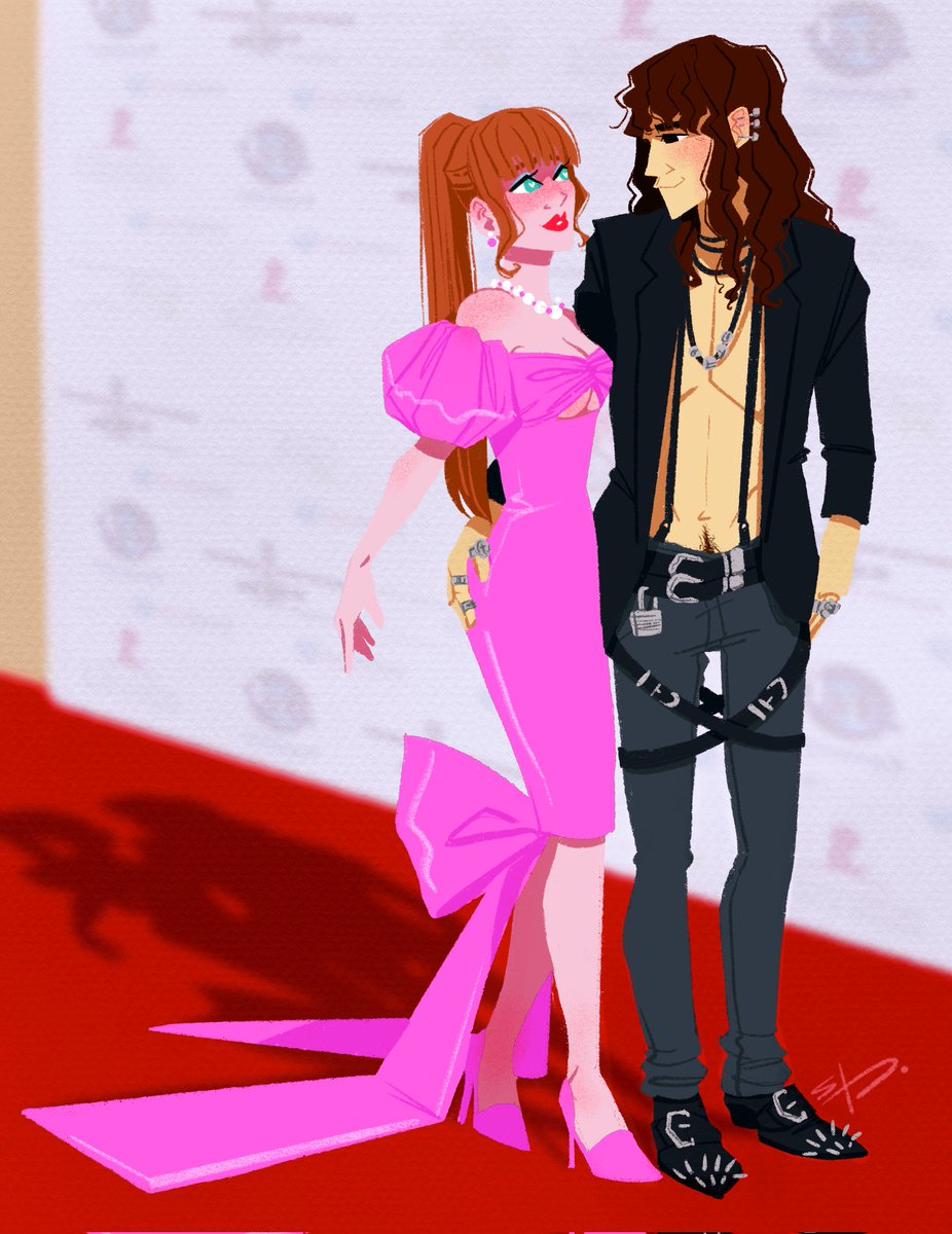 darlingstmaria's tweet photo. Red carpet hellcheer! 💋😎

#eddiemunson #ChrissyCunningham https://t.co/oOm2TI4Fyy