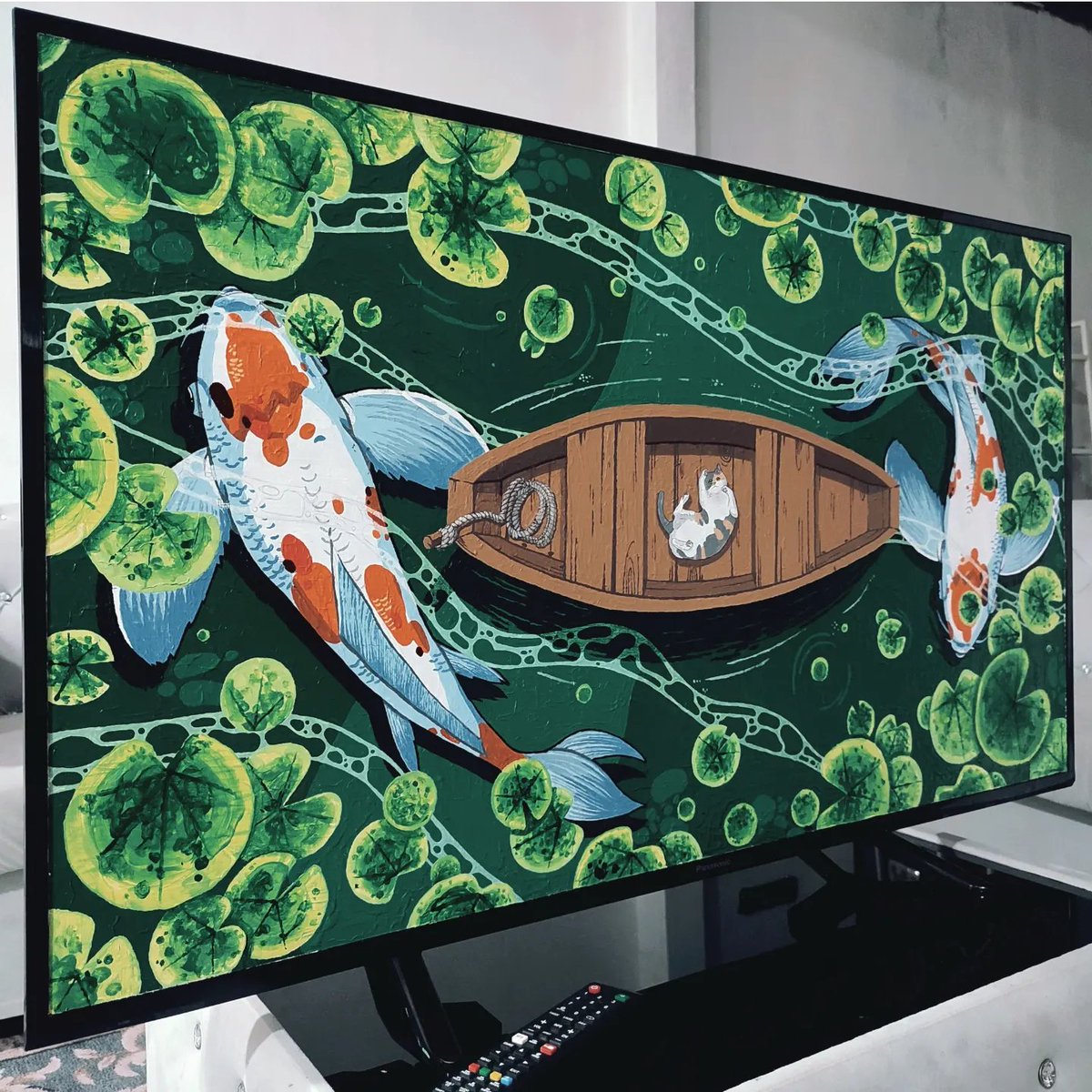 wisyilukis's tweet photo. Kat rumah aku ada tv yang dah rosak, terus aku ambik buat jadi canvas lukisan🤣🤣🤣

ni lah hasilnya after beberapa hari menconteng....jimat takyah beli frame...😂👍🏻 https://t.co/e4l7vls1ry