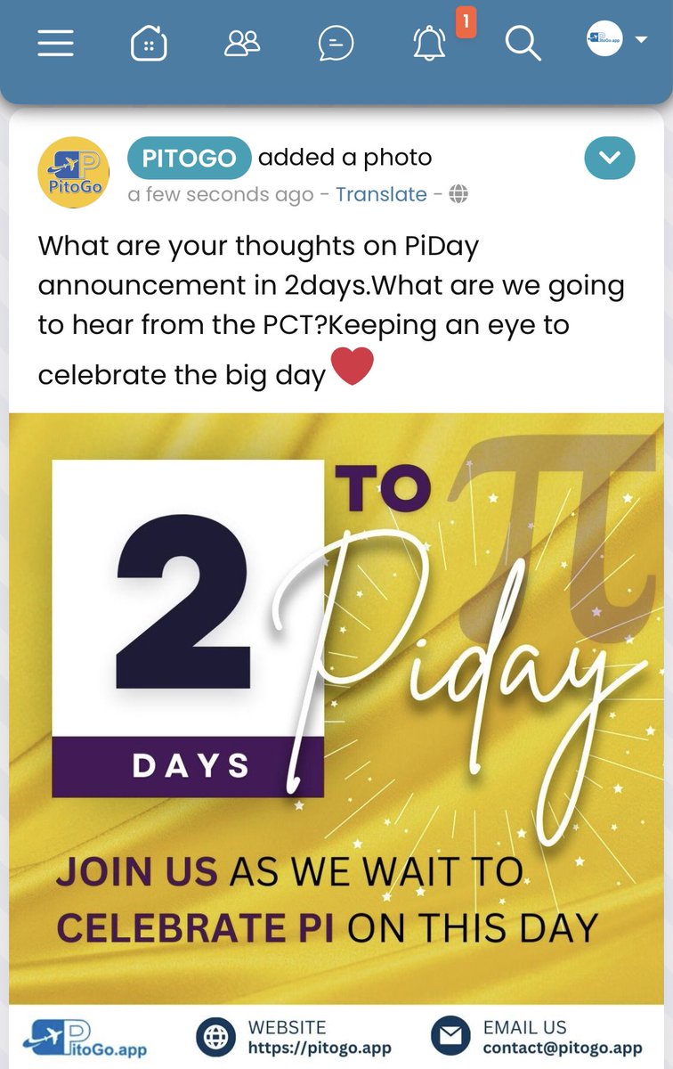 PitoGo_Services's tweet photo. 2 days to go✈️Pi Day is here for us pioneers.The celebration is worth.4years of consistently growing the ecosystem and building a massive revolutionary!
#piDay2023
@PiCoreTeam 
@nkokkalis https://t.co/v5lWw6BwkG