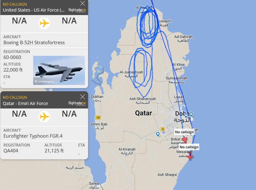 SirListenalot's tweet photo. Photo op over #Qatar? #B52 #NOBLE71 and Qatari #Typhoon(s) https://t.co/lvQRmWQ4cd