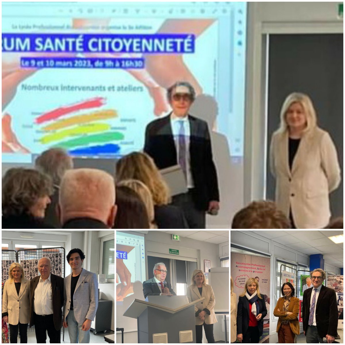 Inauguration Forum Santé et Citoyenneté 9 -10 mars
Docteur Khalifé, premier adjoint au maire de Metz, vice-président du département de la Moselle, Docteur Jacquat, député honoraire, président délégué du CC de Metz, Philippe Duchesne, proviseur, Elise Sapci, proviseure adjointe.