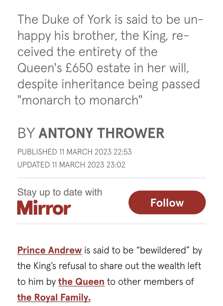 wheresfee's tweet image. I live in a world where the reported value of the late queens estate is approx the same value as my lekky bill #whoops #dailymirror #uptodate #RoyalFamily