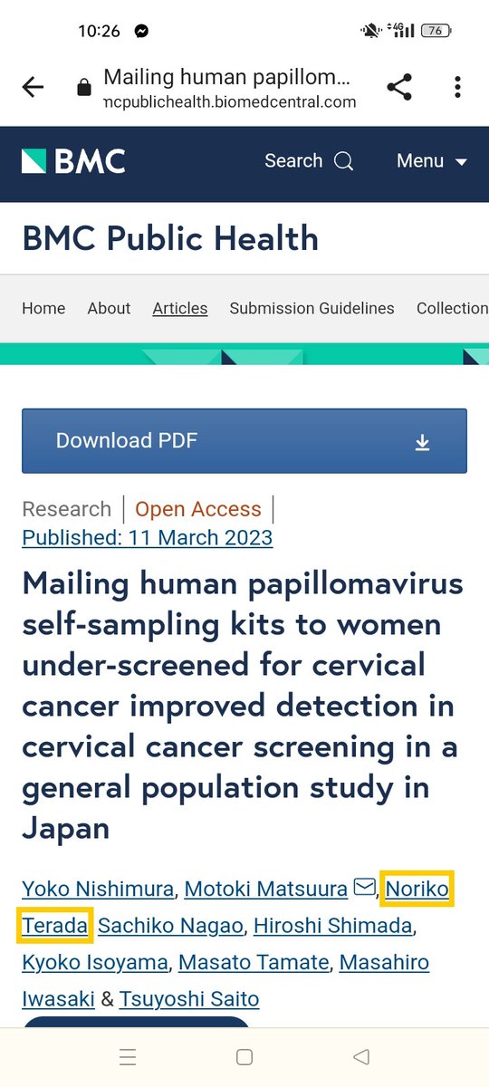MaireadOConnor8's tweet image. Mailing human papillomavirus self-sampling kits to women under-screened for #cervicalcancer improved detection in cervical cancer screening in a general population study in Japan #HPV #HPVselfsampling

bmcpublichealth.biomedcentral.com/articles/10.11…