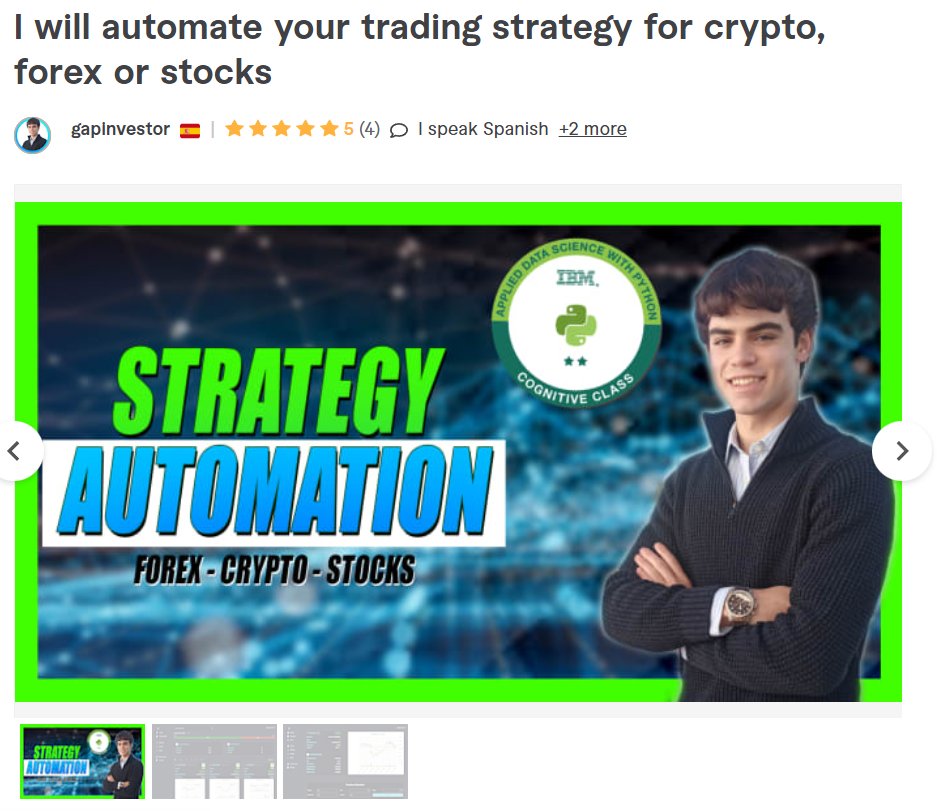davidsuarezq's tweet photo. Hace unas semanas empecé a darle caña a Fiverr de nuevo.

@velazbruno me aconsejó sobre como hacer los gigs para conseguir clientes.

Los corregí, y ya he completado 4 pedidos en mi gig principal, automatizar estrategias de trading y bots.

Automatiza tu estrategia ahora📩 https://t.co/WInXrp7KyQ