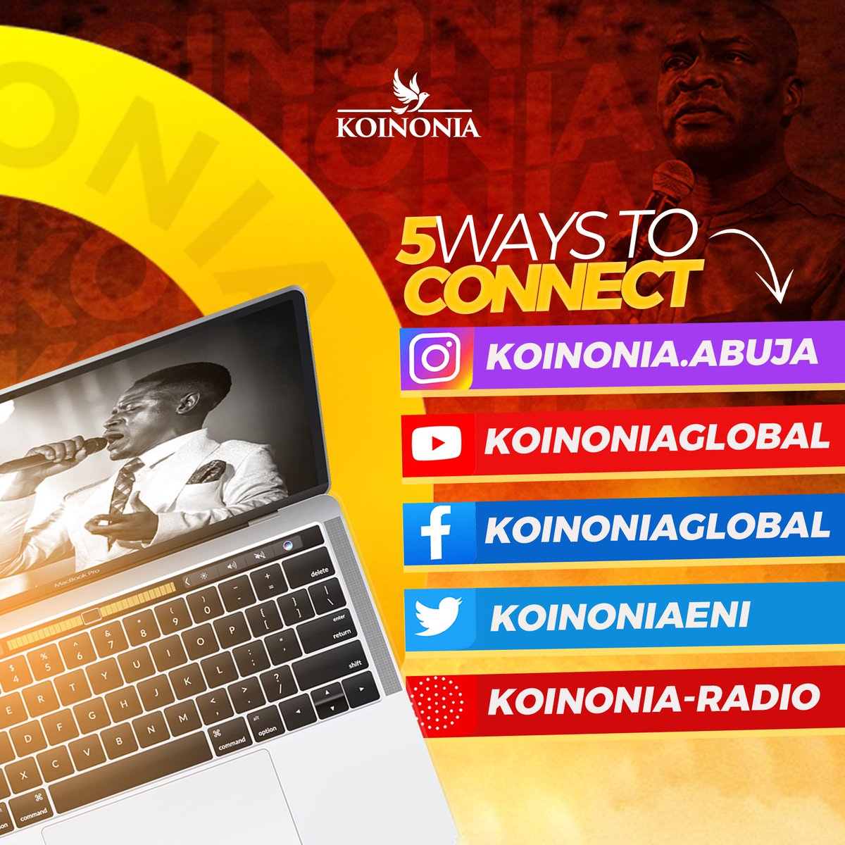 koinoniaeni's tweet photo. Join Us Online Today!

To our Koinonia Global family, time and distance are not barriers in the realm of the spirit.

Service will be streamed across our social media platforms at 5 PM.

Here are 5 ways to Connect Live: https://t.co/KzBtCBOO8X