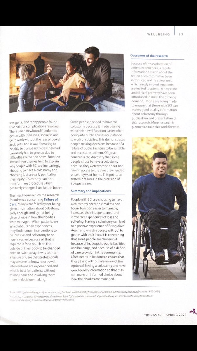 Delighted to have my research demonstrating the benefits of colostomy following spinal injury made accessible to patients by being published in Tidings by <a href="/ColostomyUK/">ColostomyUK</a> 

<a href="/Leslie_Gelling/">Leslie Gelling</a> <a href="/SDHResearch/">Salisbury Hospital Research</a> <a href="/SalisburyNHS/">Salisbury Hospital</a> <a href="/BU_Research/">Research @ Bournemouth University</a>